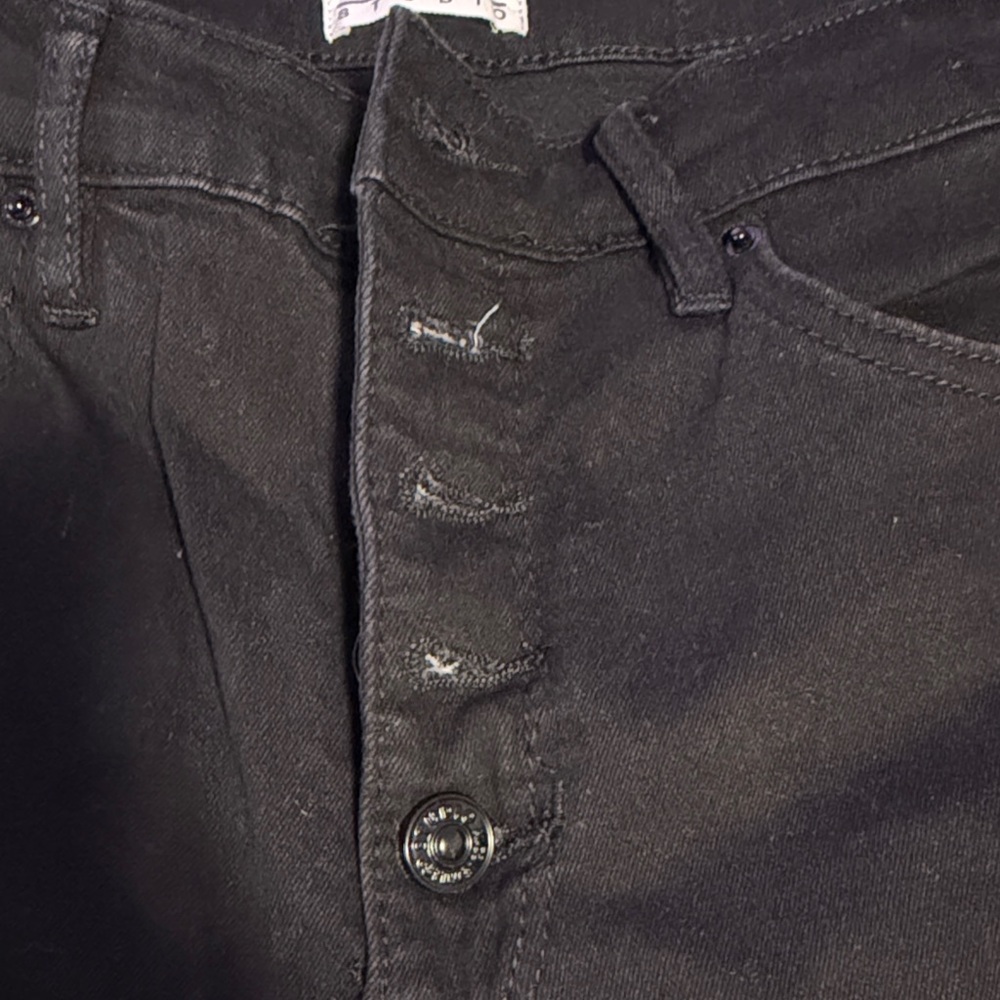 Woman's- Nicole Miller-Black Denim Button-Fly Bootcut High Rise jeans - Size 10